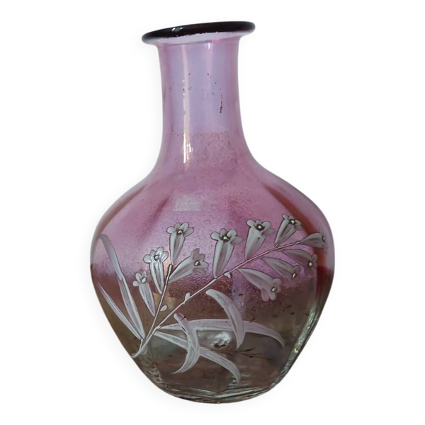 Carafe cruche de nuit verre émaillée - fin 19ème