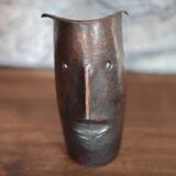 Copper sculpture signed Beaucousin Gérard, face-shaped sculpture, collection.