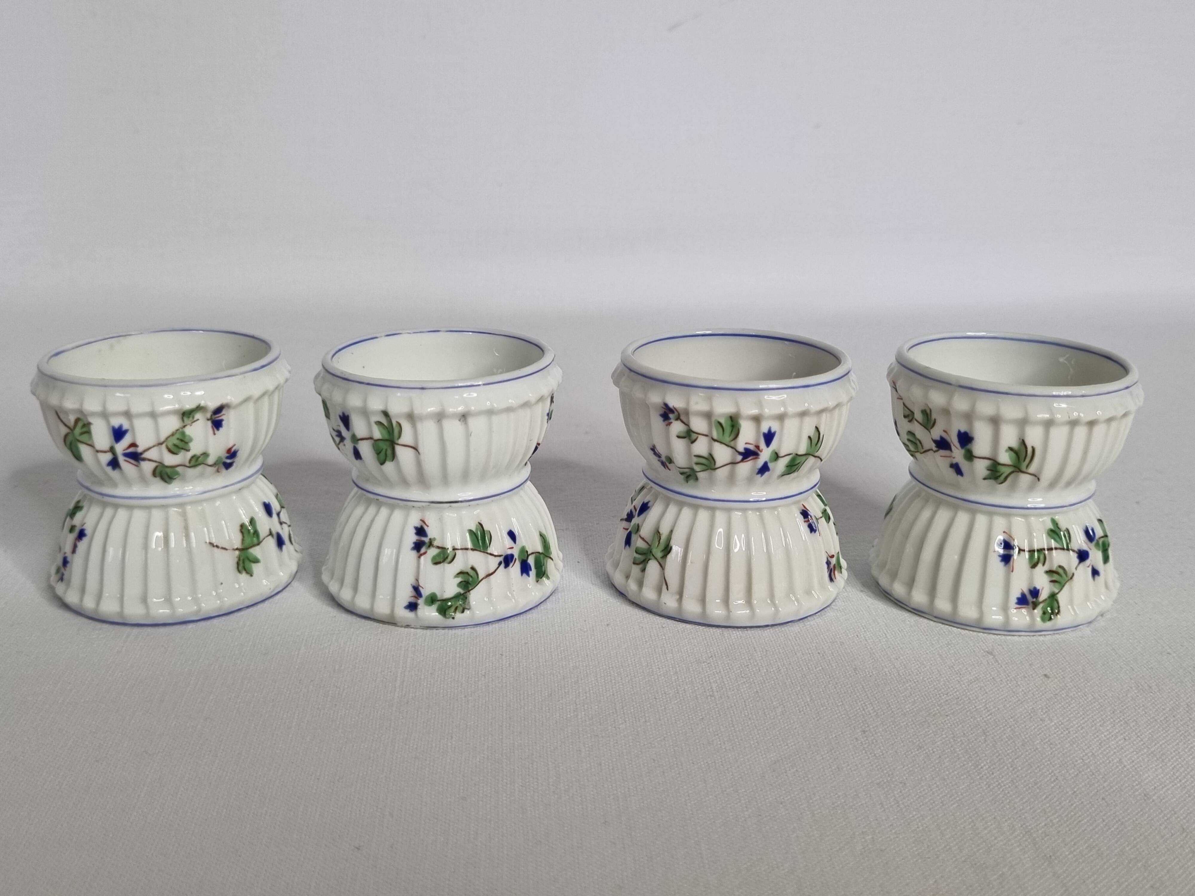 Set of 4 antique porcelain egg cups, Pillivuyt & Cie, circa 1900