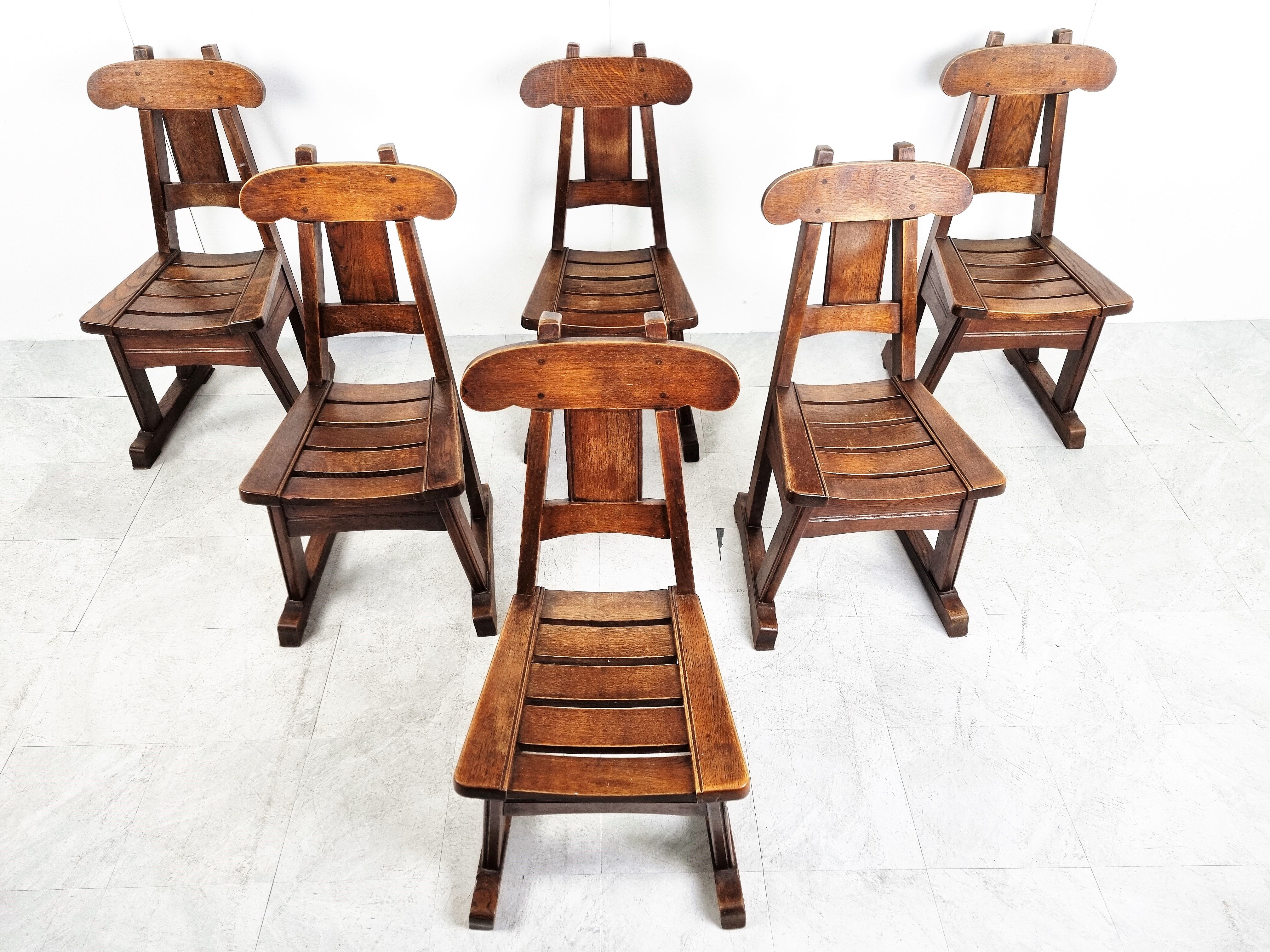 Vintage brutalist dining chairs, Vintage brutalist dining chairs, set of 6 - 1960sset of 6 - 1960s