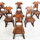 Vintage brutalist dining chairs, Vintage brutalist dining chairs, set of 6 - 1960sset of 6 - 1960s