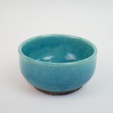 blue ceramic bowl with crackled enamel