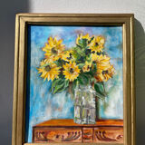 Painting bouquet of sunflowers oil on canvas