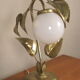 Vintage table lamp sixties Flower and Foliage in gilded metal & Globe opaline