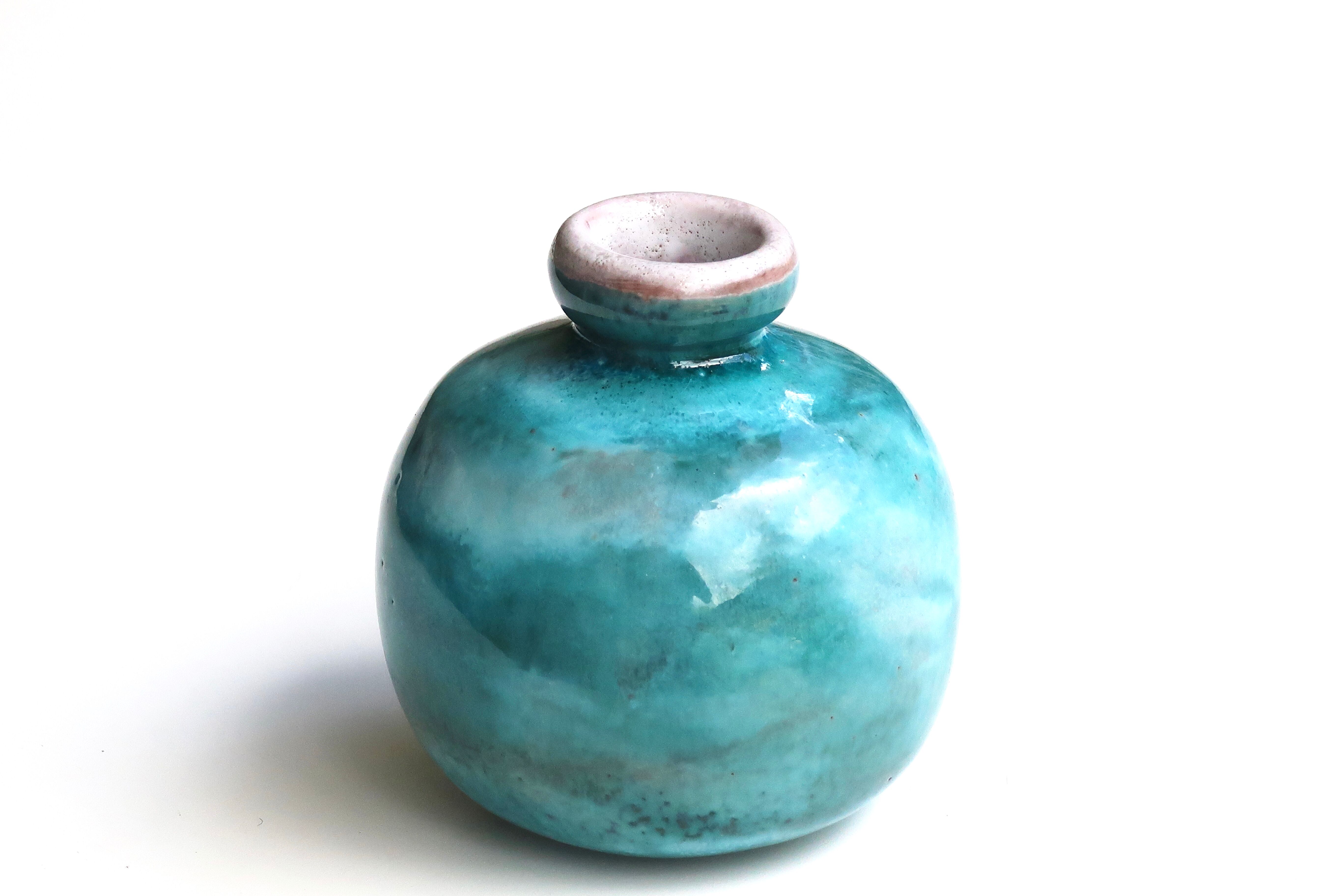 Blue ceramic vase by Jean and Robert Cloutier, 70s