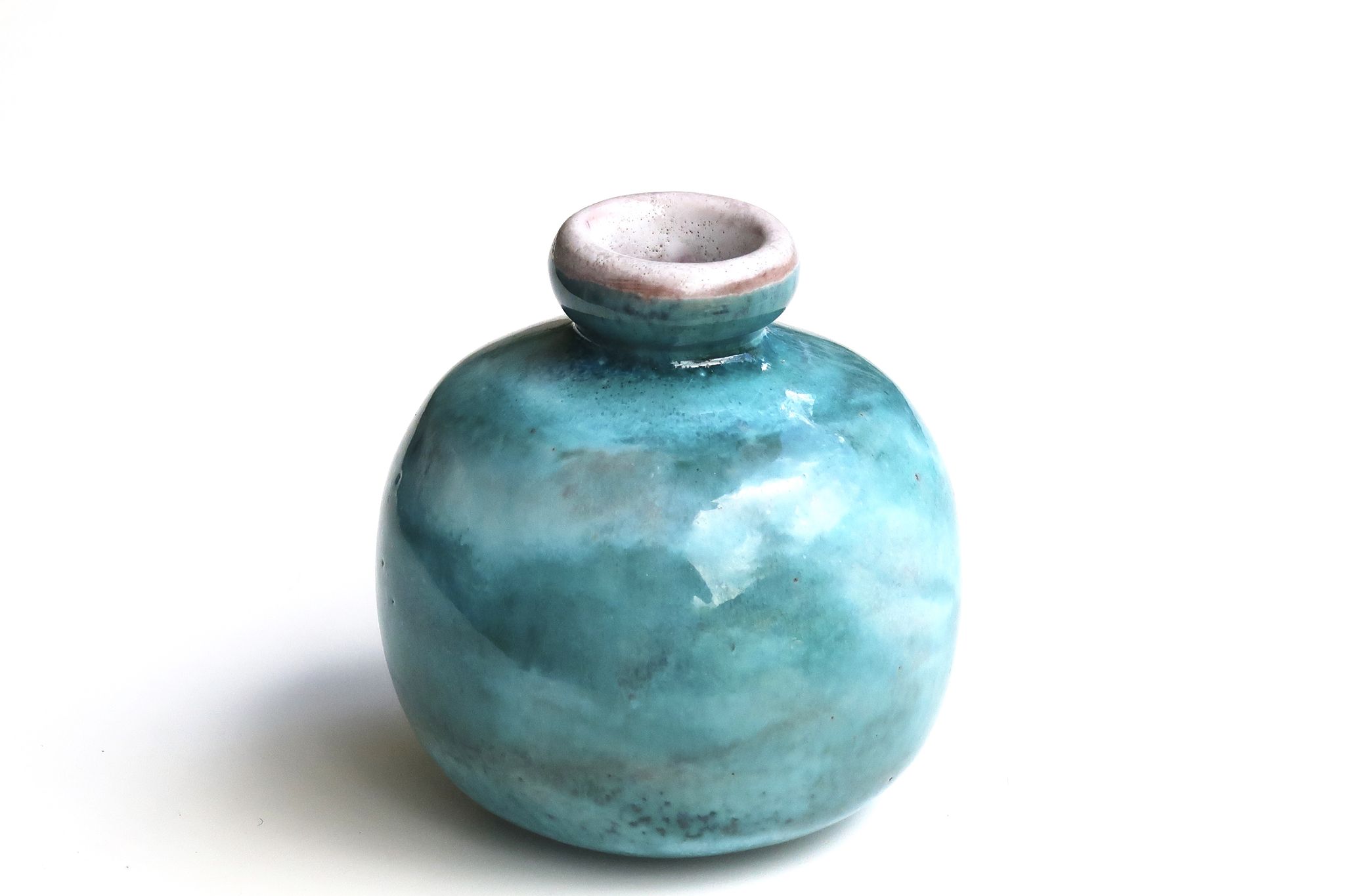 Vase bleu en céramique de Jean et Robert Cloutier, années 70