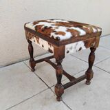 Vintage cowhide trunk stool