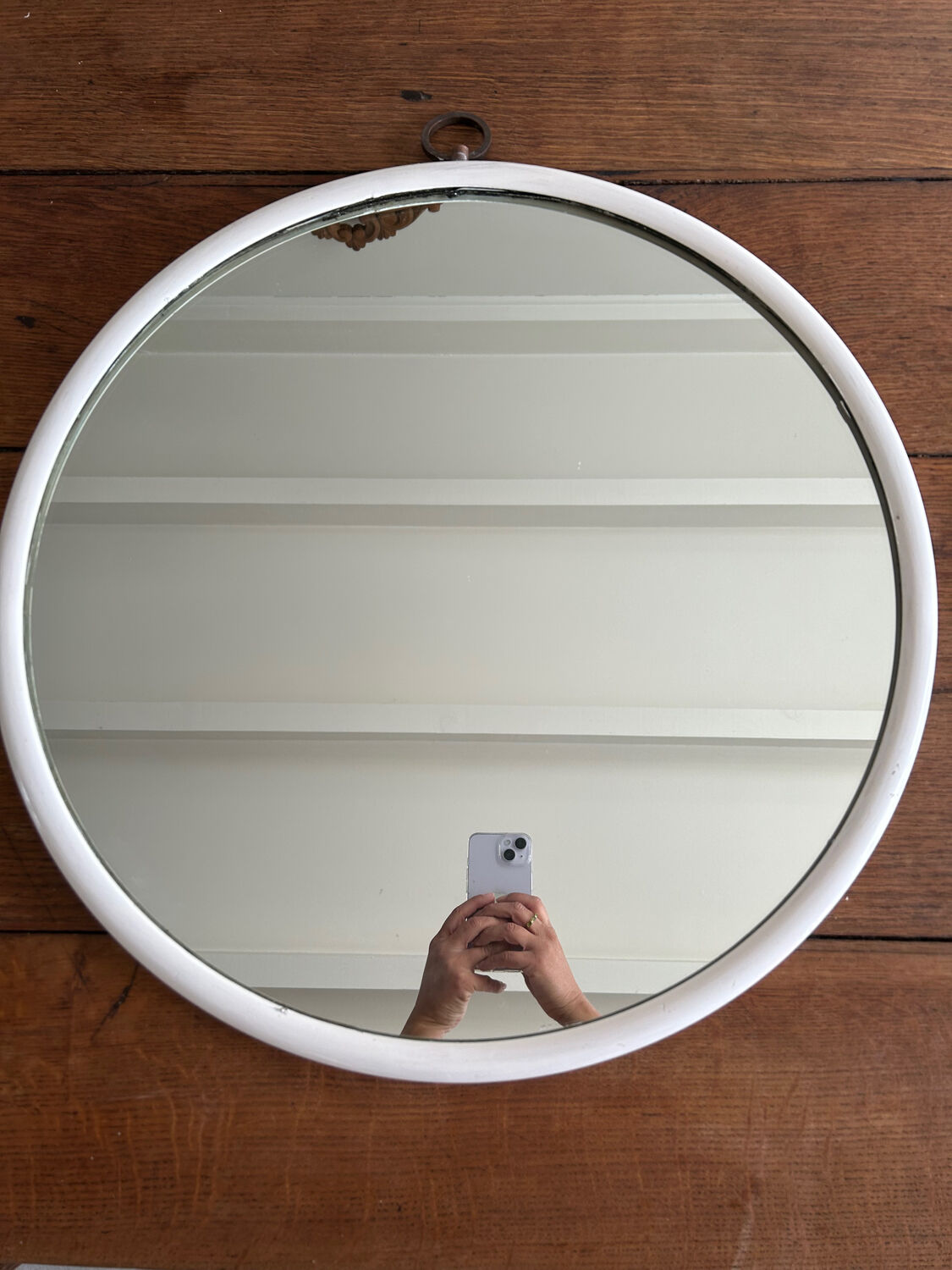 Round wooden mirror