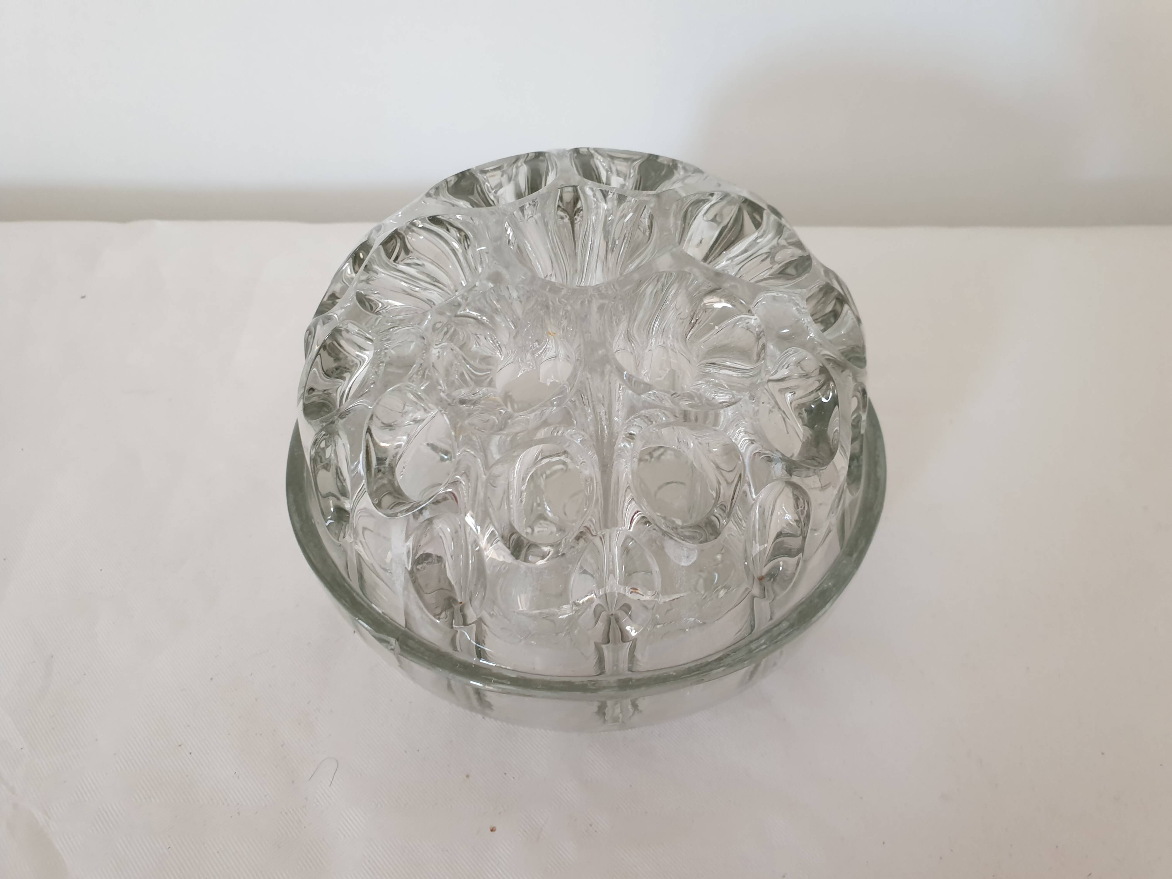 Vintage glass flower stand vase with 19 holes - Made in France