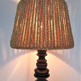 Wood lamp turned vintage rope blinds