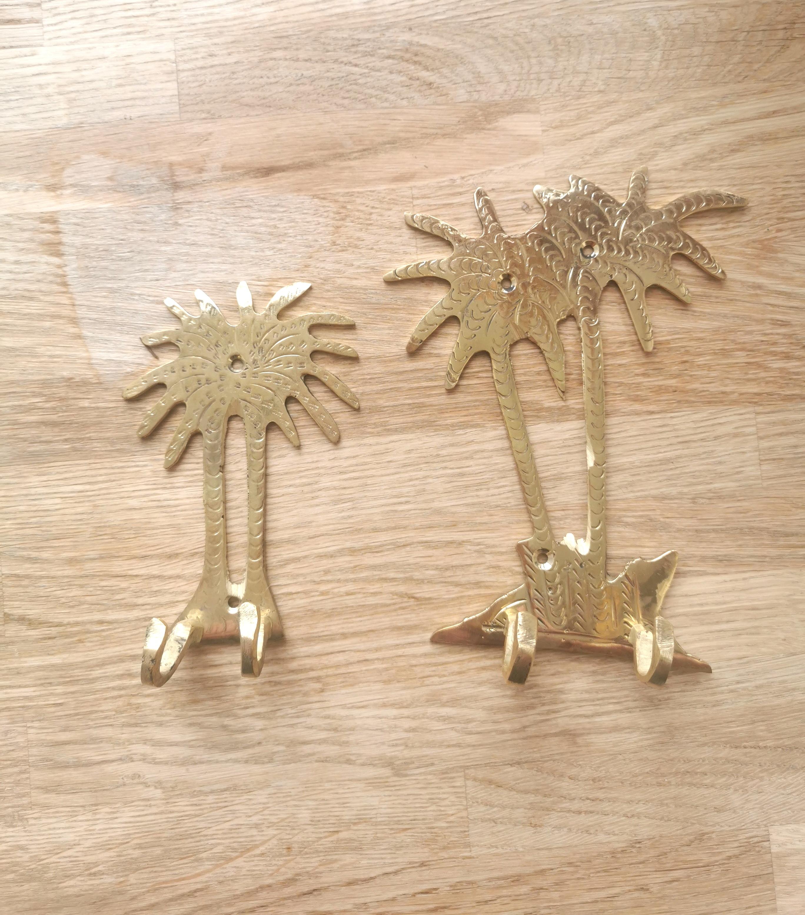 Small wall hook palm in gilded brass