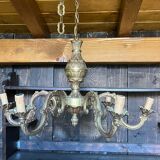Chandelier 6 lights vintage gilded bronze 70 cms