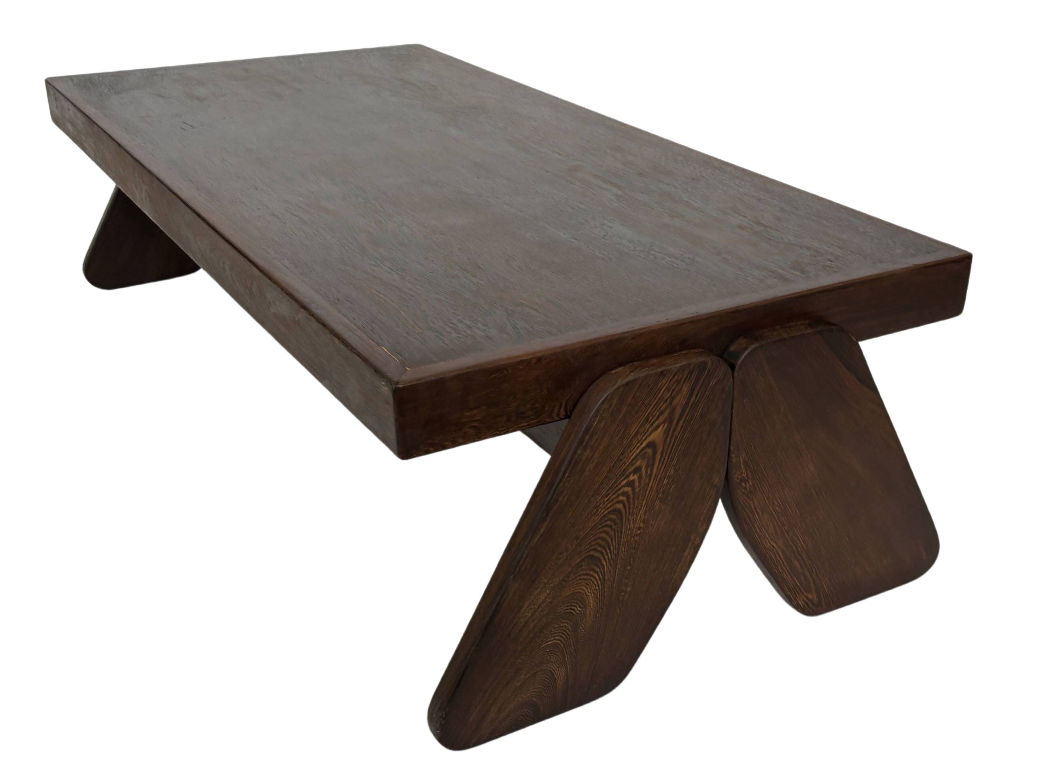 Vintage Coffee Table Wengé Brutalist Postmodern 70's Design