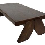 Vintage Coffee Table Wengé Brutalist Postmodern 70's Design