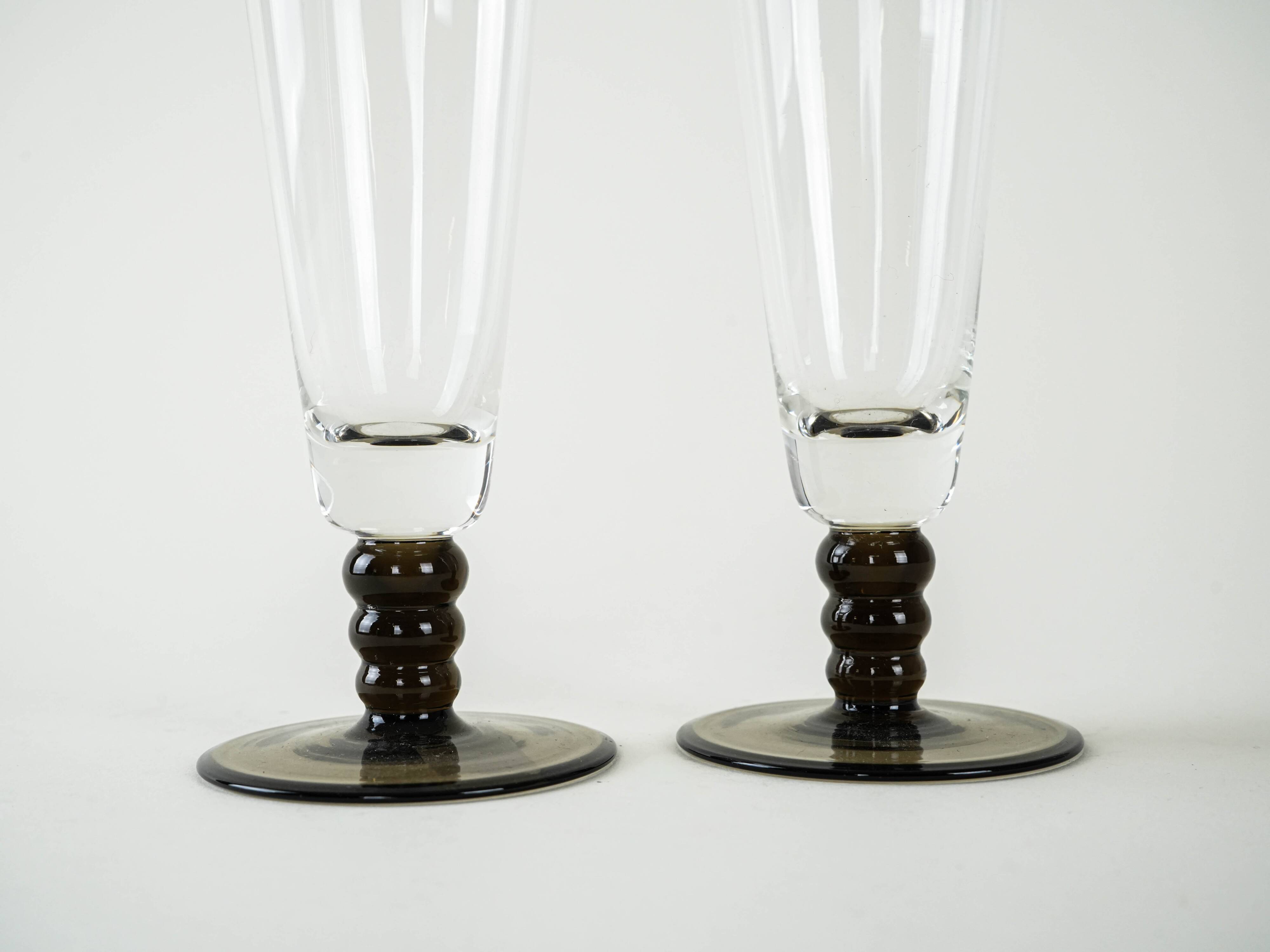 Pair of champagne glasses, Italian design, 1970s, production: Italy