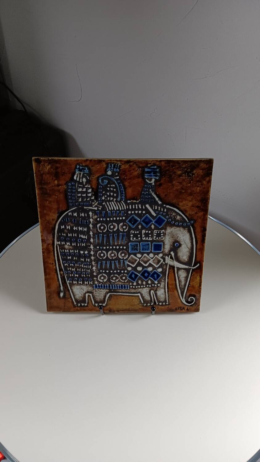 Ceramic plaque series Unik, Elephant by Lisa Larson - Gustavsberg