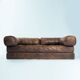 Brown Modular Leather Patchwork Sleeping Sofa Daybed, 1970s