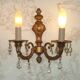 Pair French Vintage Bronze Double Wall Lights Assorted Crystal Drops 5352