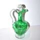 Green Venetian-ribbed crystal decanter – antique wine pitcher
