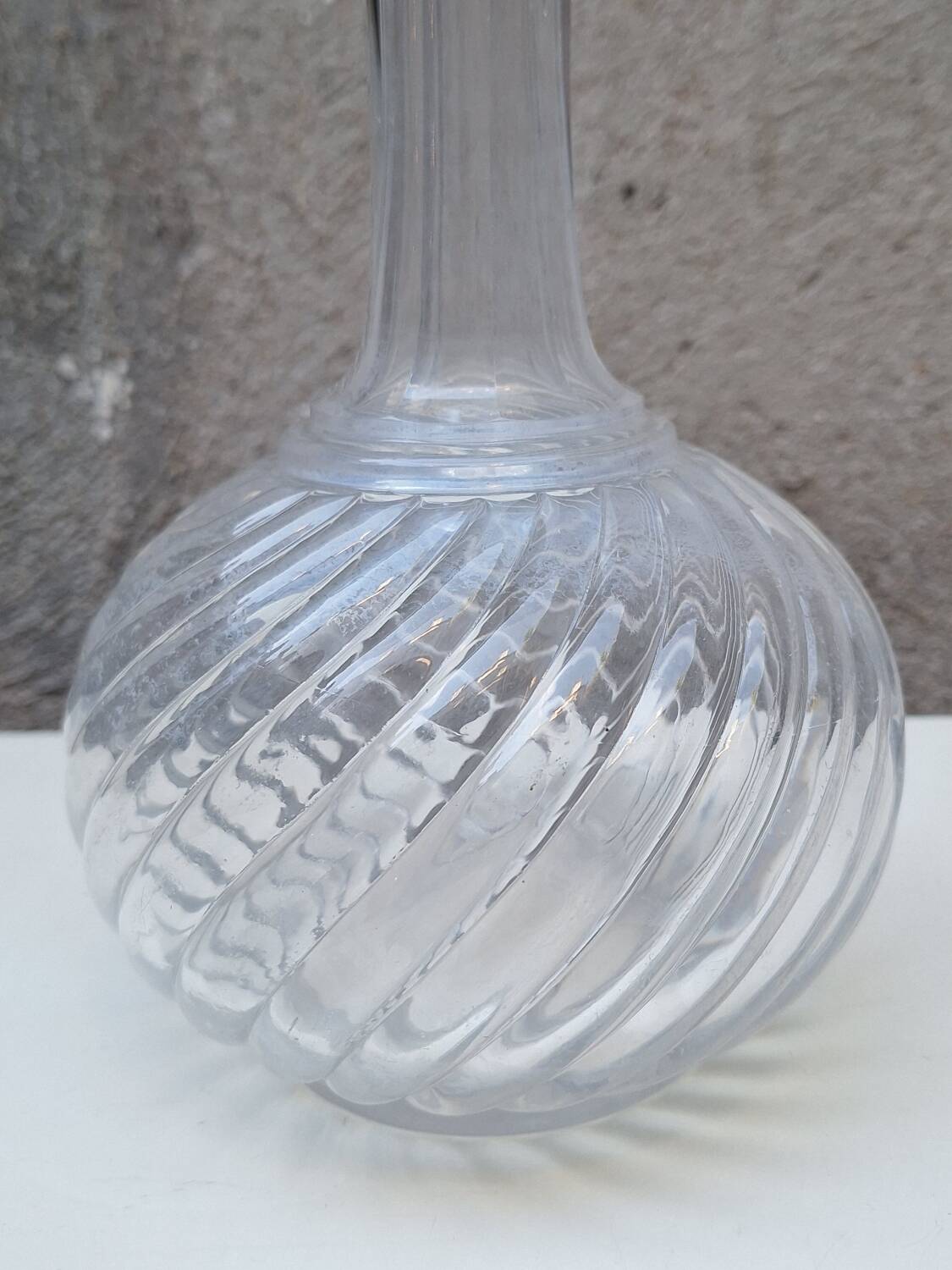 Baccarat molded crystal decanter, twisted bamboo