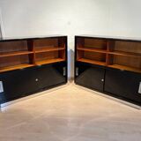 Vintage Bauhaus Office Cabinet in Black Lacquer and Mahogany, 1930