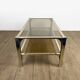 Table basse en chrome et verre fumé à double plateau, années 70