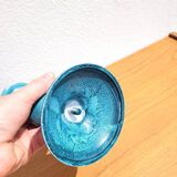 Turquoise blue metal baluster candle holder