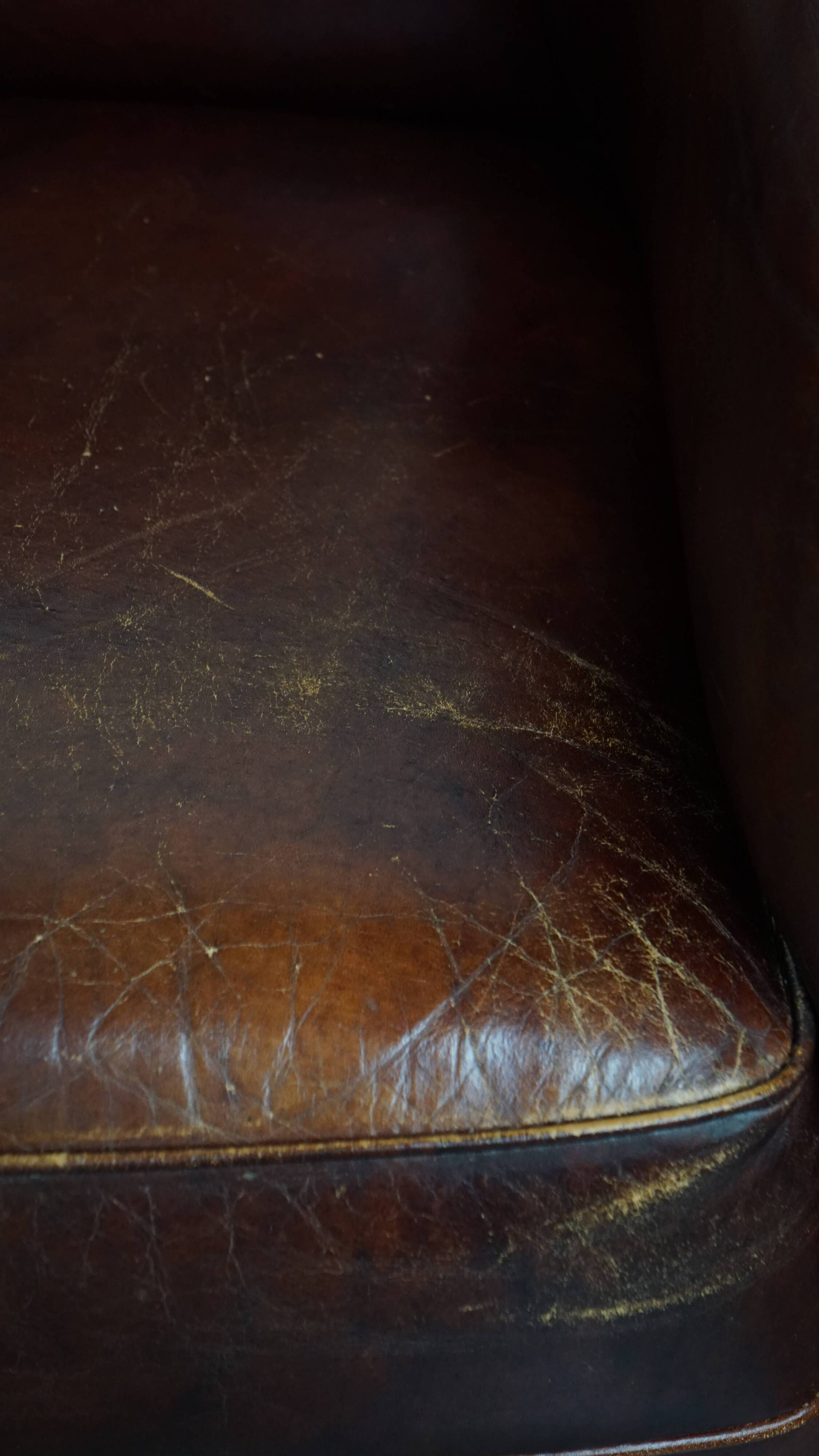 Cowhide Leather Club Chair in English Style