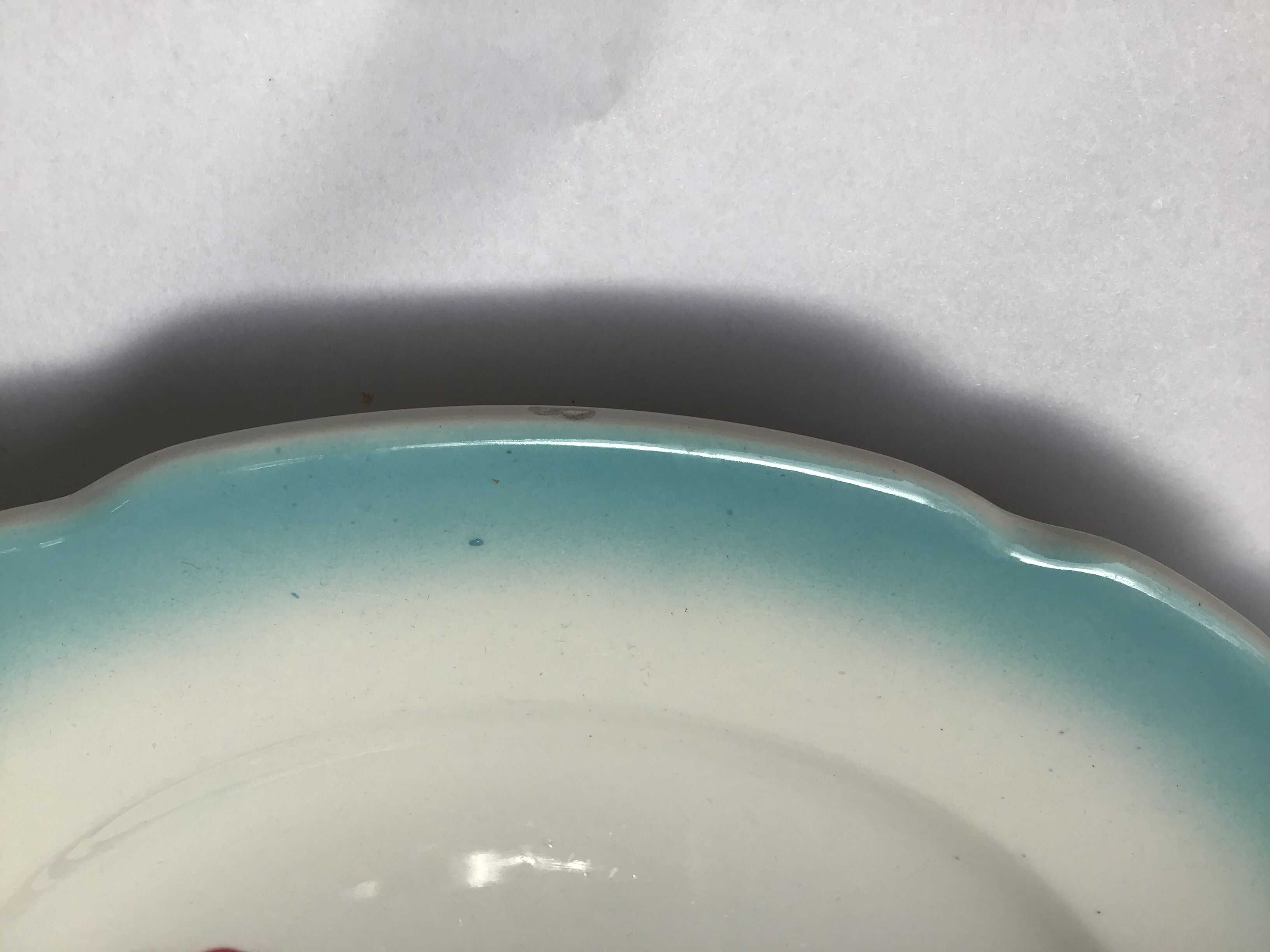 Digoin Richelieu dish festooned blue edge