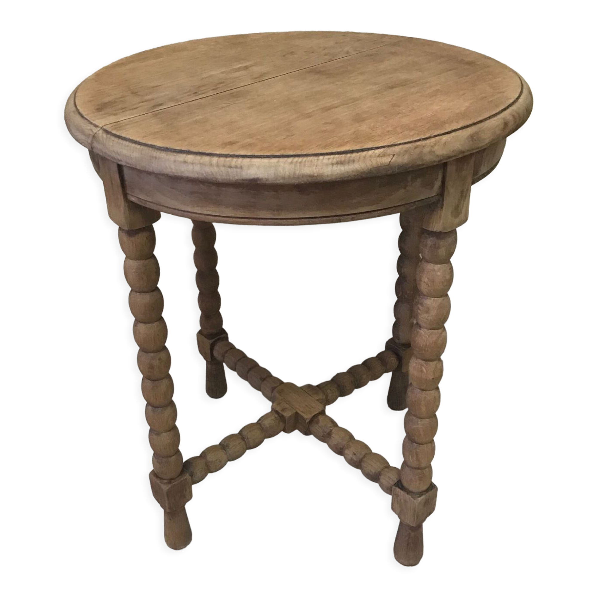 Round wooden side table
