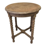 Round wooden side table