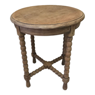 Round wooden side table
