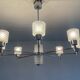 Vintage Italian chandelier from the 60s in chromed metal and glass