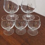 Set of 5 "Napoleon" cognac glasses