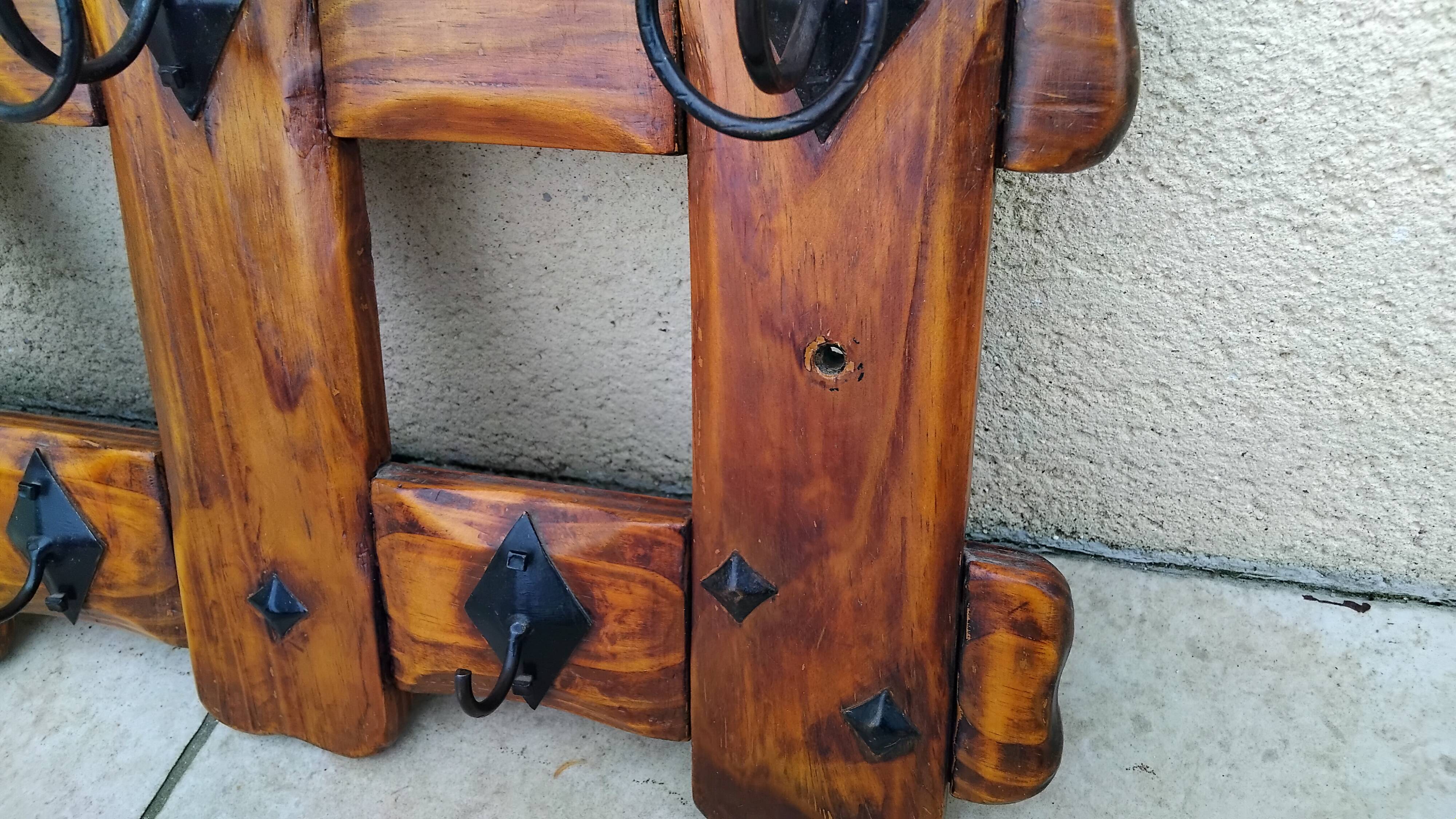 Porte manteau mural vintage bois année 80