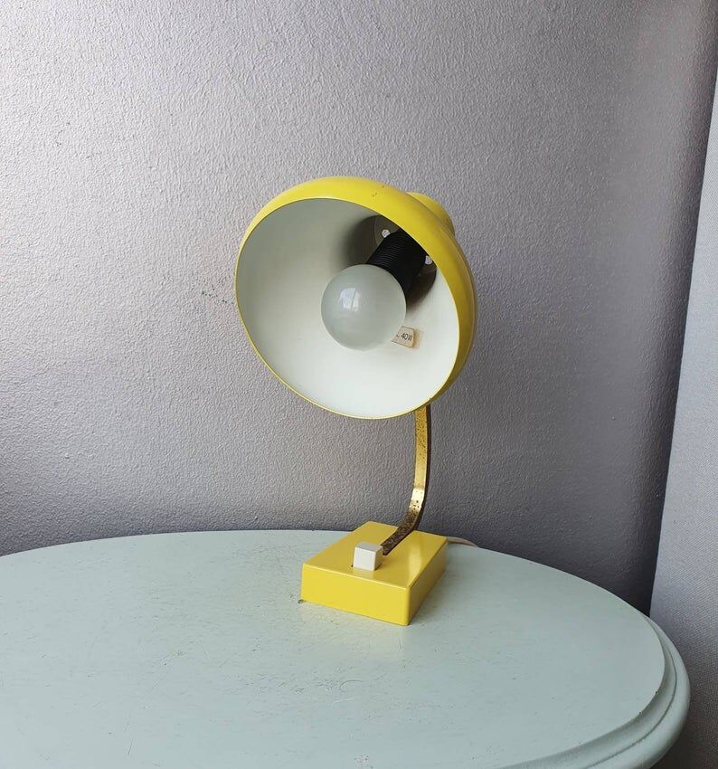 Yellow metal desk lamp 1970