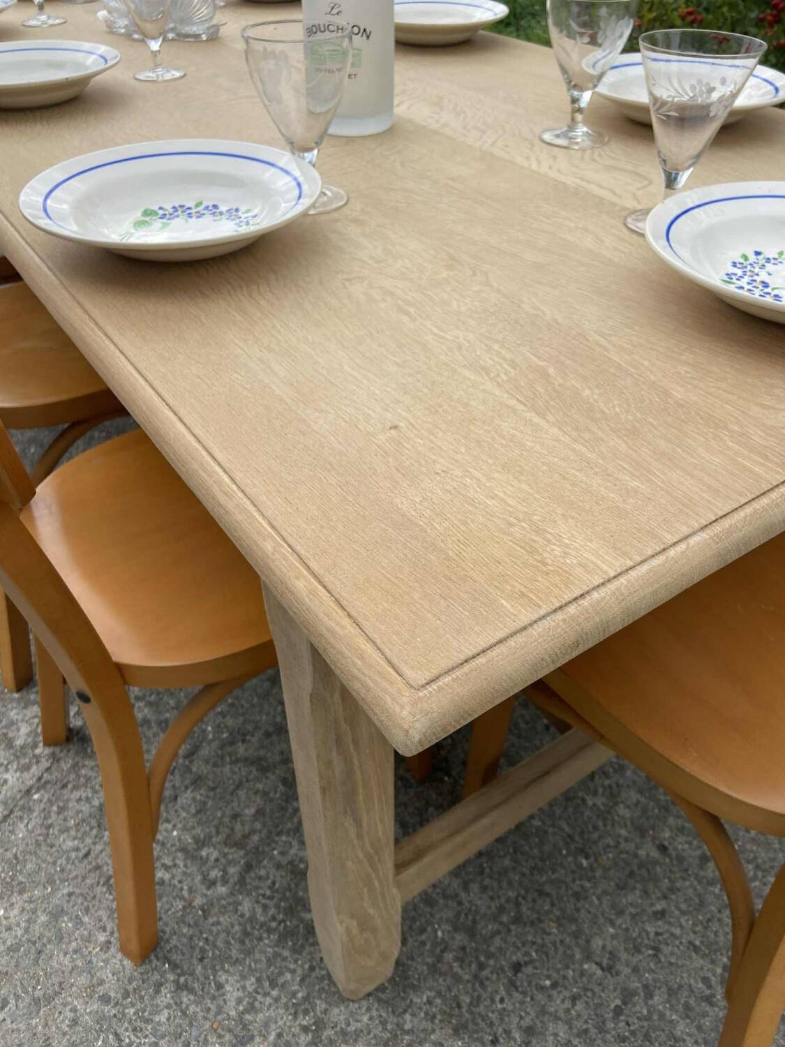 Raw wood dining table