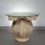 Table d'appoint en roseau fendu / roseau crayon / rotin / cloche en bambou.