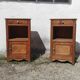 Pair of bedside tables sideboards one door one drawer in rustic fir art deco