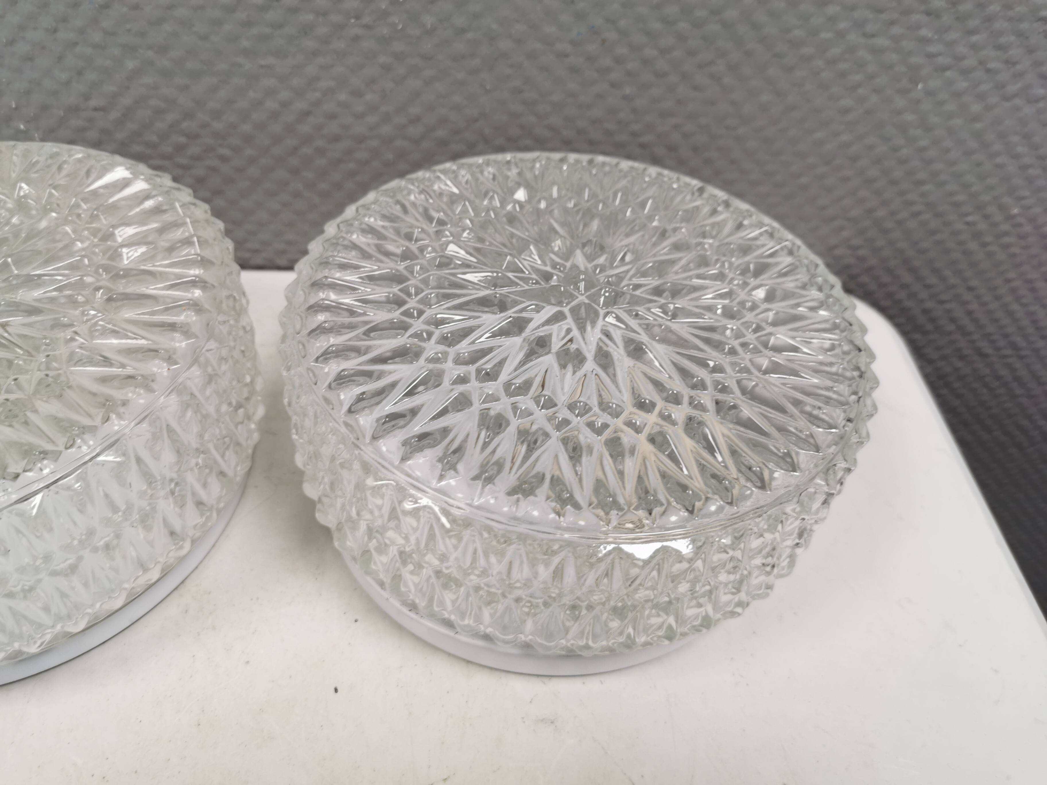 Two beautiful ceiling lights with crystal glass shades. Denmark 1980s