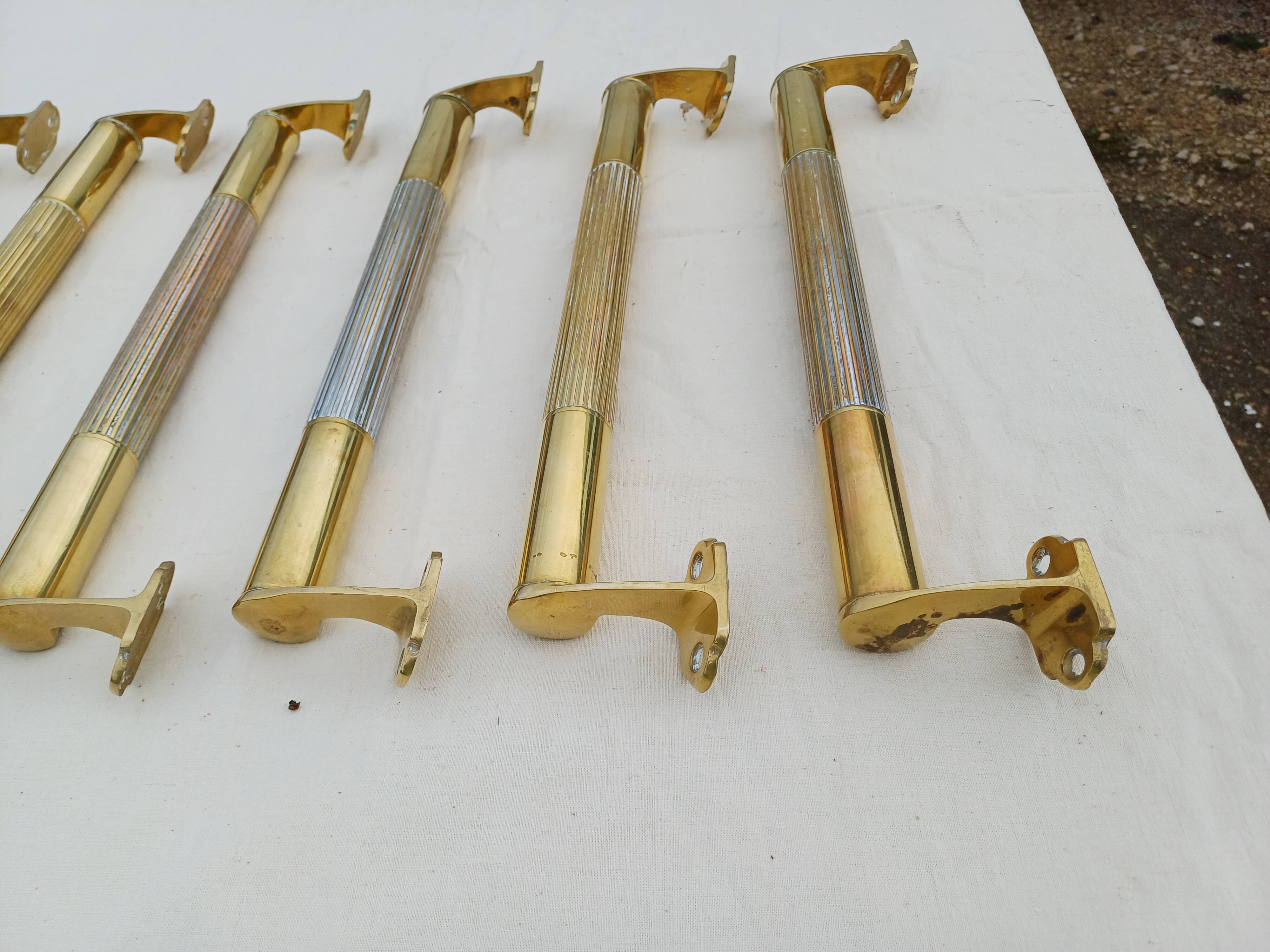 Set of 17 Art Deco Brass Door Bars