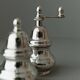 Silver-plated vintage salt shaker and pepper mill set, 1970s Italy, elegant metal table décor