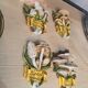 Set of 4 decorative ceramic wall plaques featuring mushrooms (signed) - 14cm