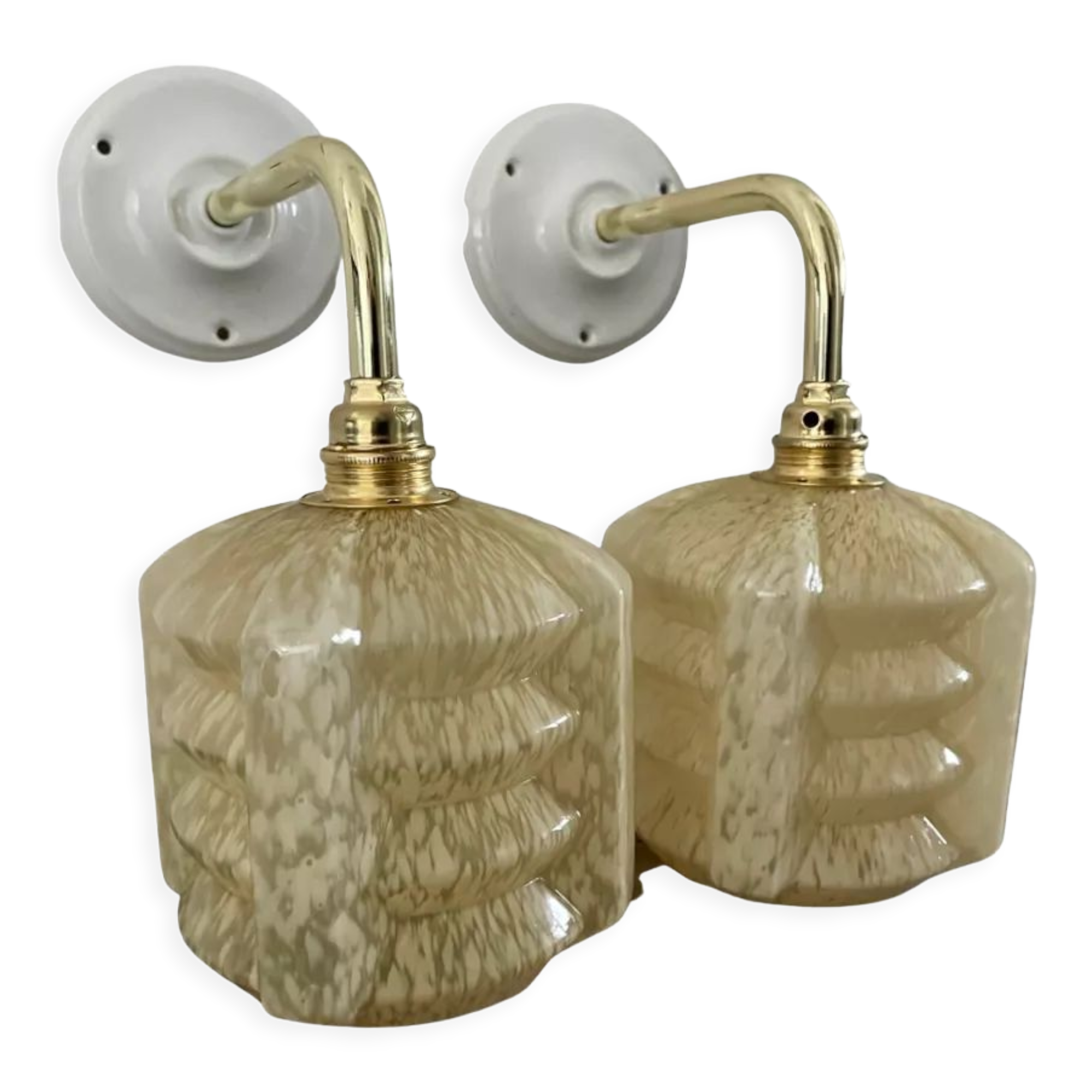 Pair of glass wall sconces by Clichy tulips Art Deco