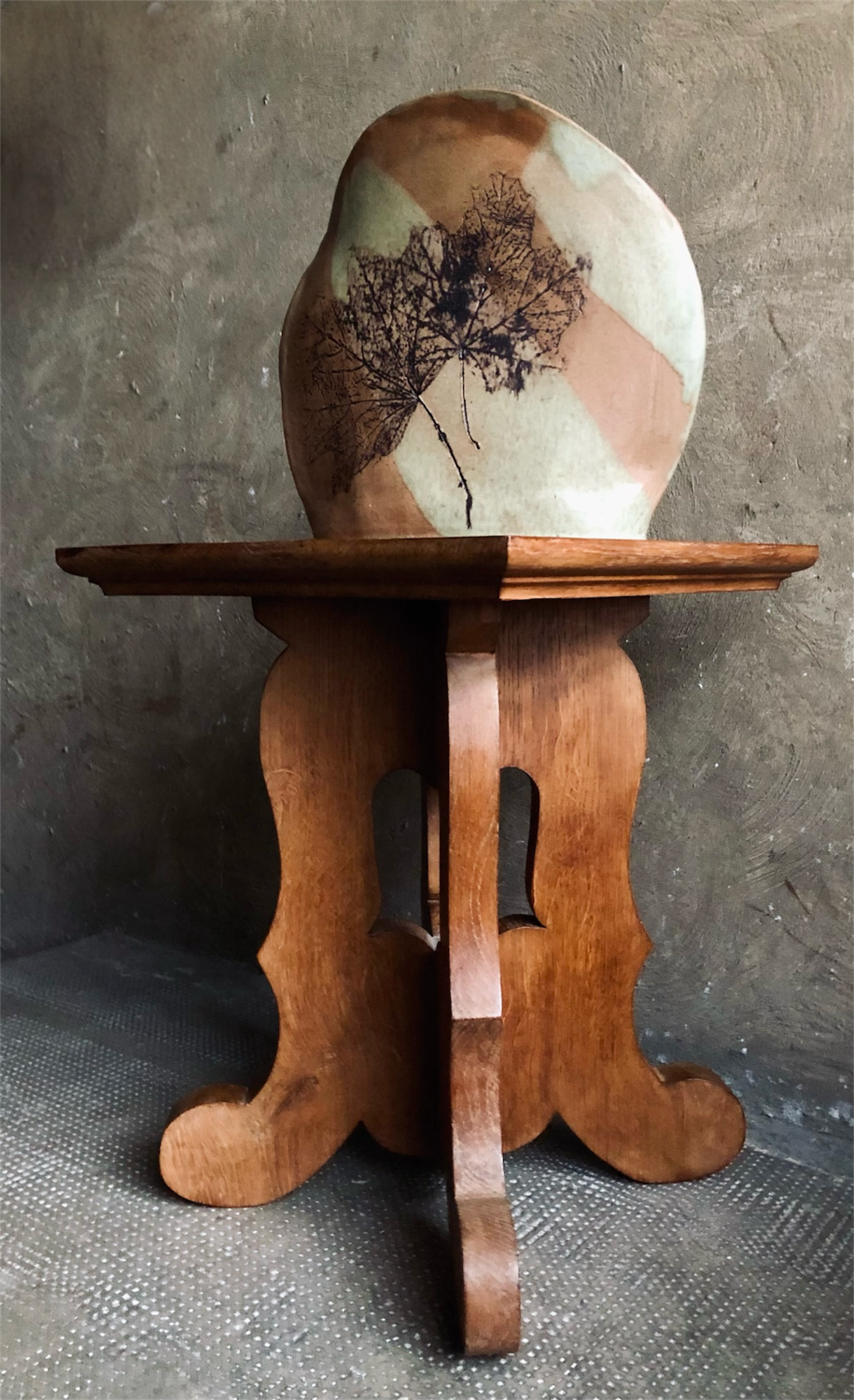 Brutalist oak side table