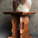 Brutalist oak side table