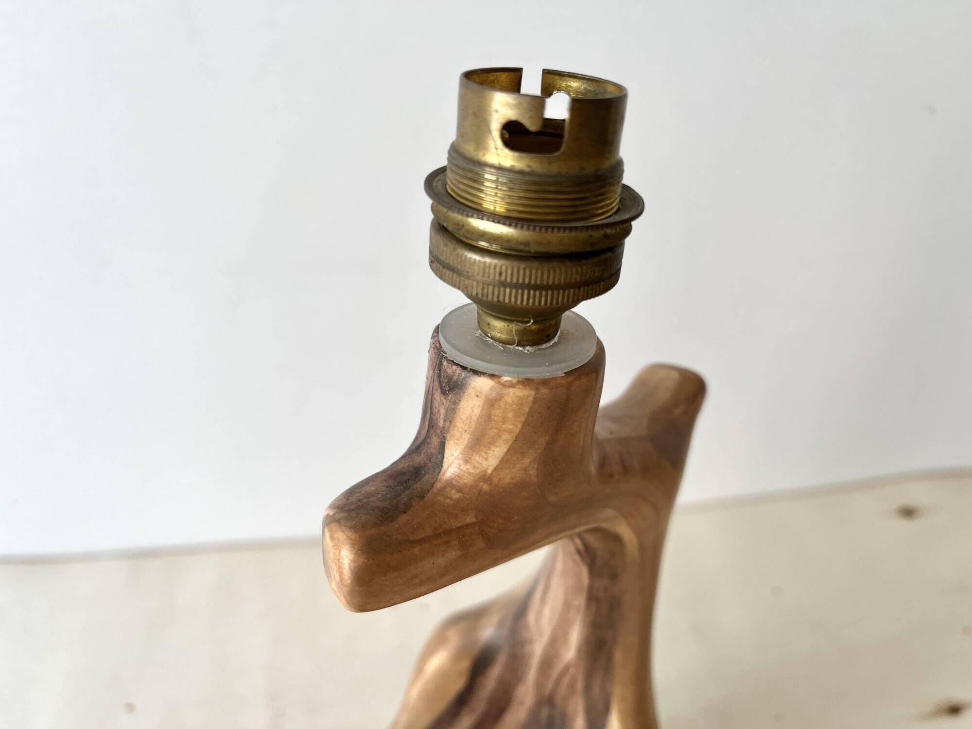 Vallauris lamp by Grandjean Jourdan 1950, vintage faux bois ceramic