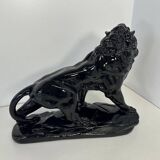 Polished Black Terracotta Lion Art Deco Italian, 1930s