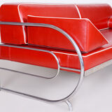 Restored Bauhaus Sofa by Robert Slezak, High-Quality Leather, Chrome, 1930s