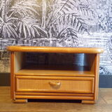 Meuble d'appoint vintage en rotin